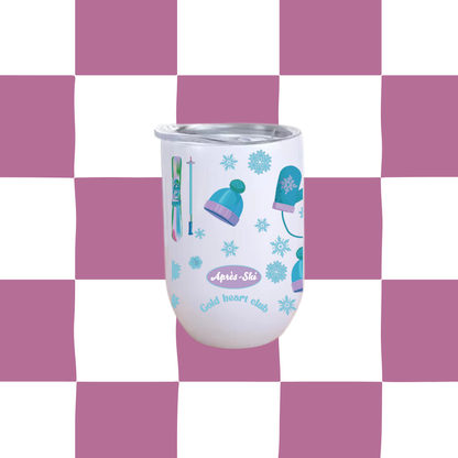 Tumbler à vin illustré Après-Ski fait au Québec Gold Heart Club