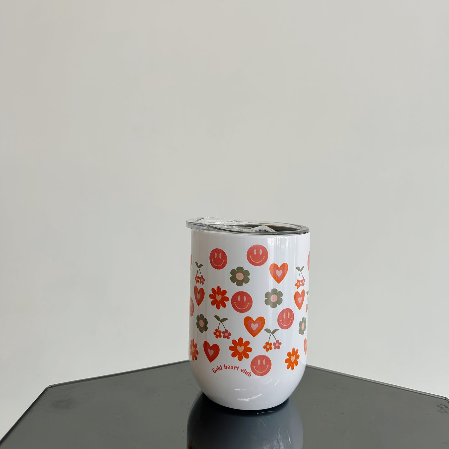 Tumbler à vin illustré Groovy fait au Québec Gold Heart Club