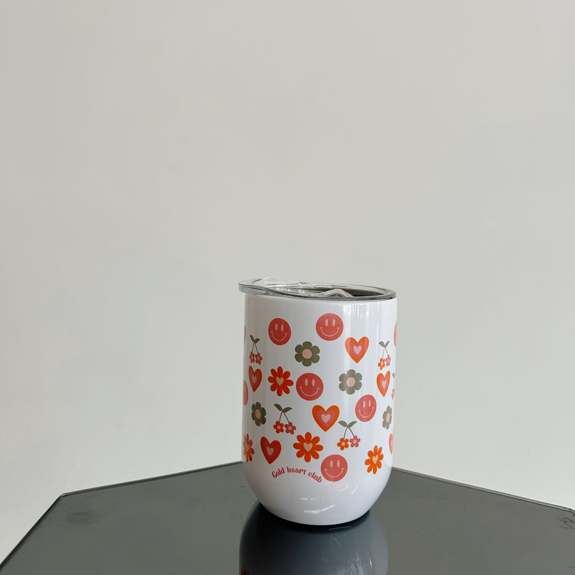 Tumbler à vin illustré Groovy fait au Québec Gold Heart Club