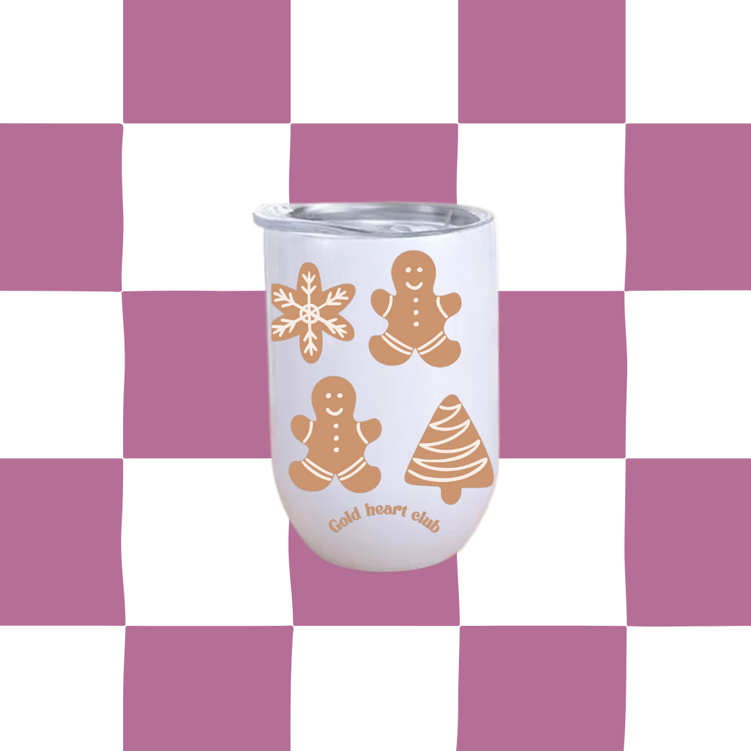 Tumbler à vin illustré Pain d'épices fait au Québec Gold Heart Club