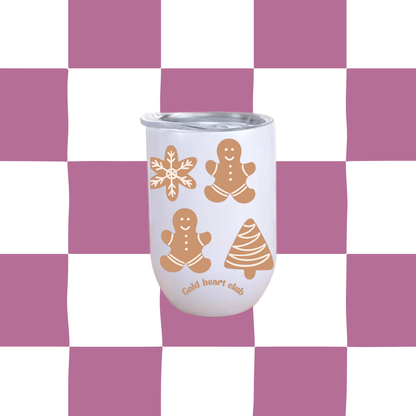 Tumbler à vin illustré Pain d'épices fait au Québec Gold Heart Club