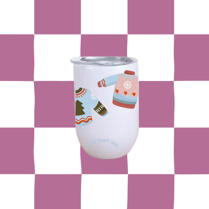 Tumbler à vin illustré Ugly Sweater fait au Québec Gold Heart Club