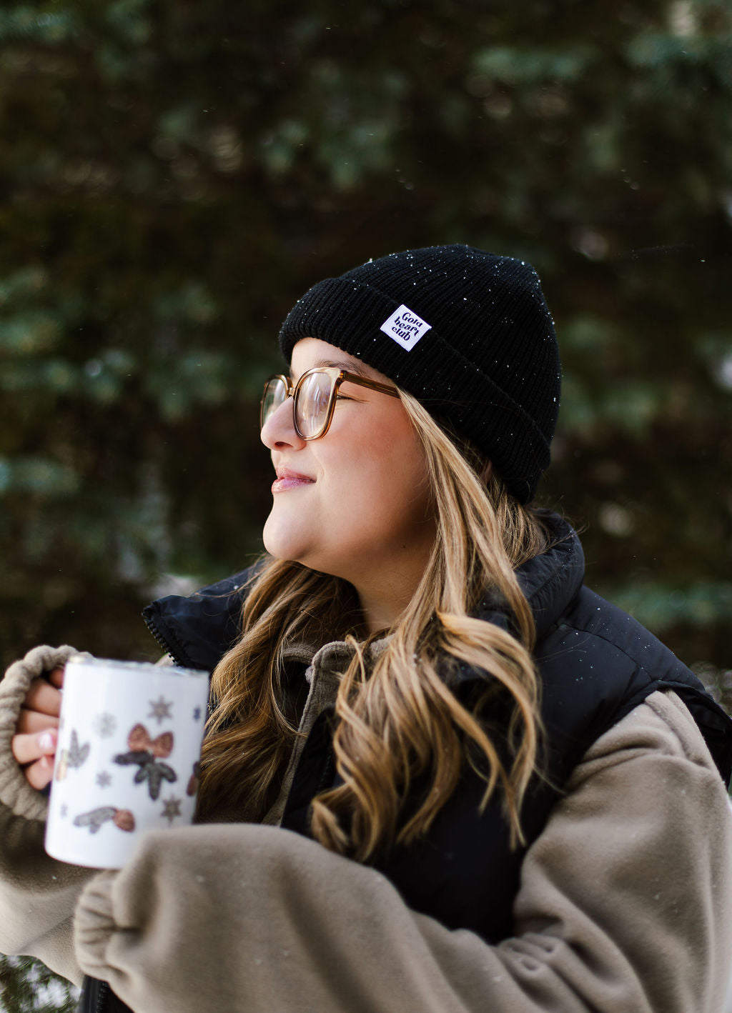 Tuque pour femme hiver noir Gold Heart Club