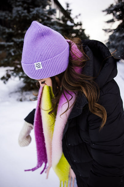 Tuque tricot lilas Gold Heart Club fait au Québec