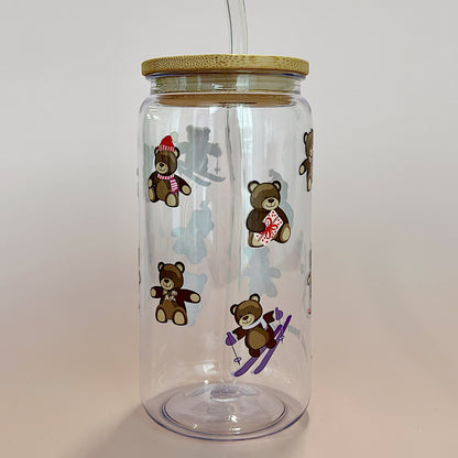 Verre illustré ourson hivernal Gold Heart Club