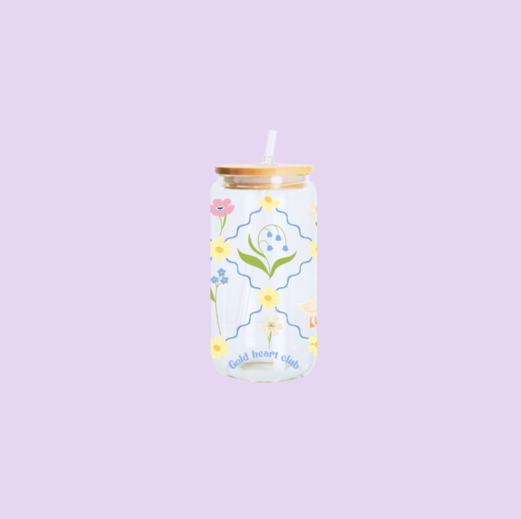 Idée cadeau Verre illustré Jardin Champêtre fait au Québec