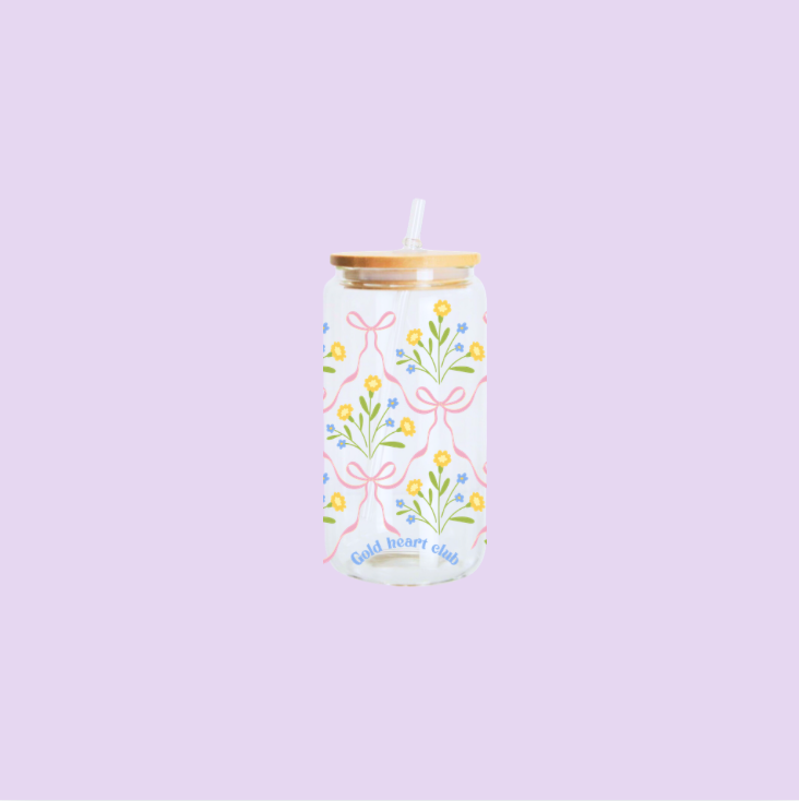 Idée cadeau Verre illustré Petits Bouquets fait au Québec