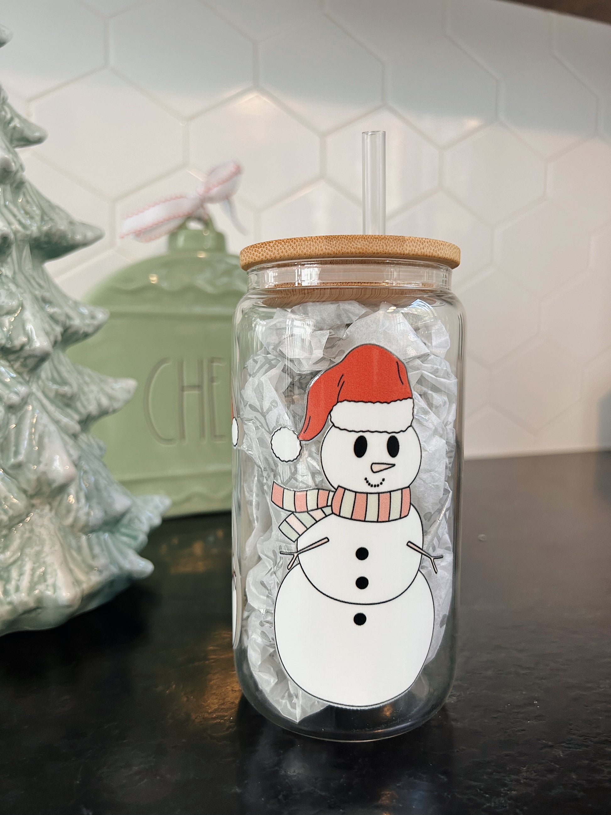 Verre illustré Bonhommes idée cadeau