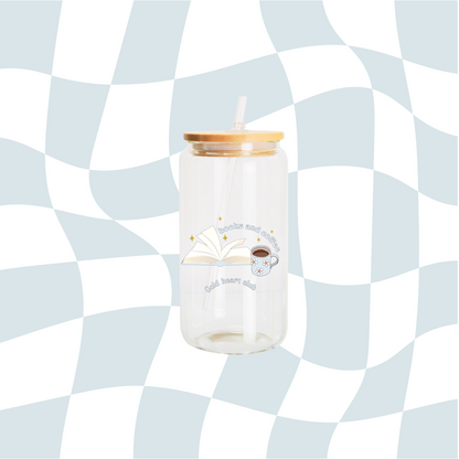 Verre illustré Books and Coffee Gold Heart Club fait au Québec