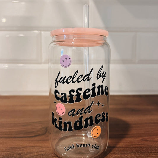 Verre illustré Caffeine and Kindness Gold Heart Club