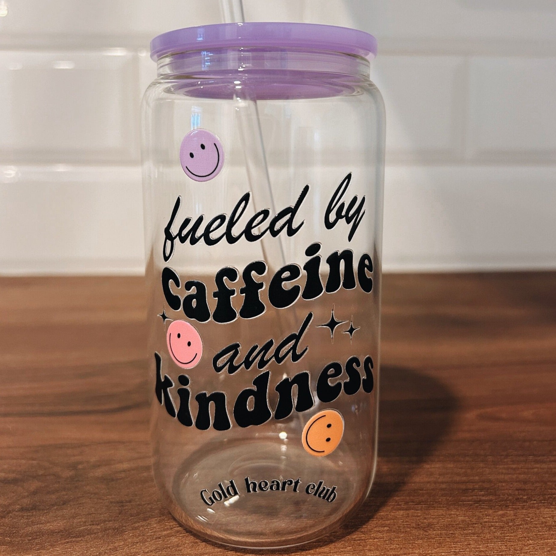 Verre illustré Caffeine and Kindness Gold Heart Club