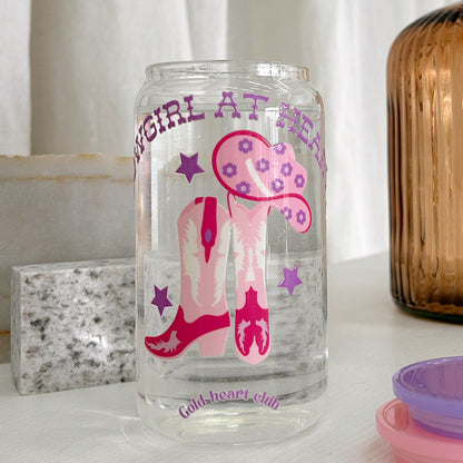 Verre illustré Cowgirl fait au Québec Gold Heart Club