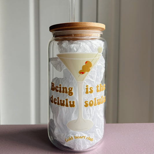Verre illustré Delulu Gold Heart Club