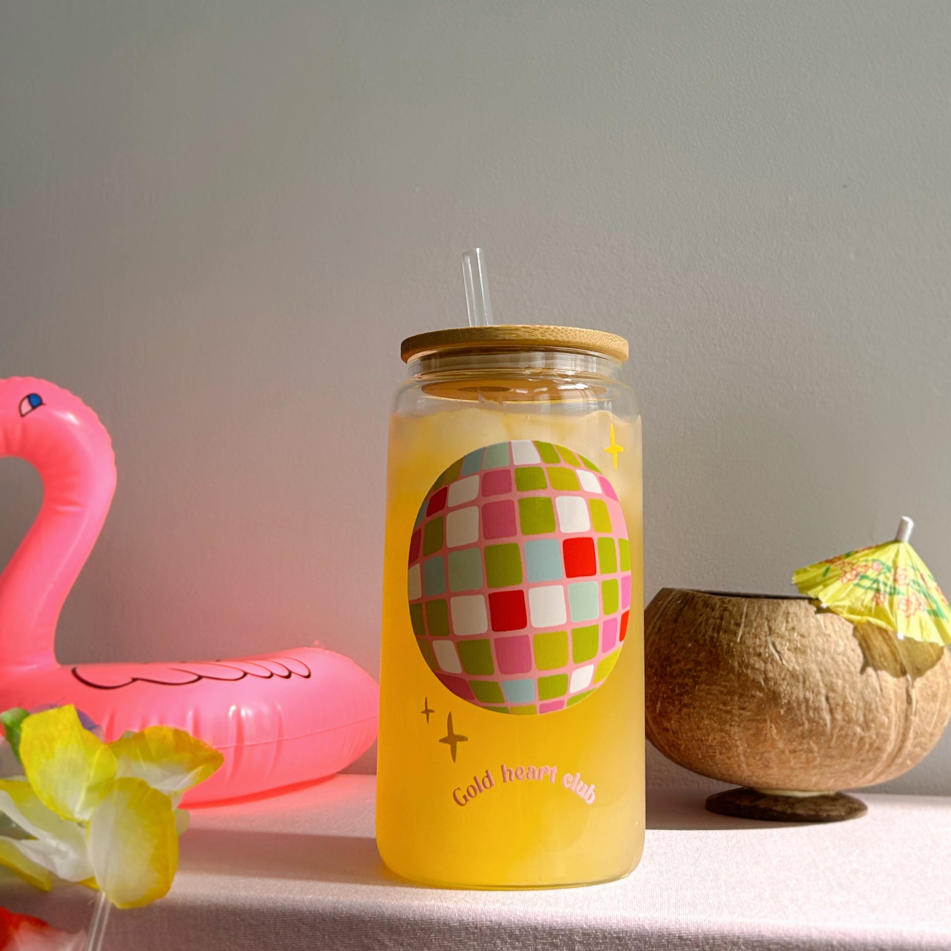 Verre illustré Disco Gold Heart Club