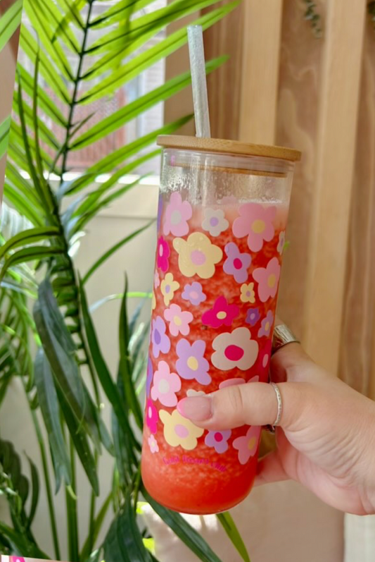 Verre illustré Fleurs Pastel Gold Heart Club