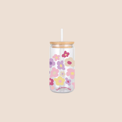 Verre illustré Fleurs Pastel Gold Heart Club