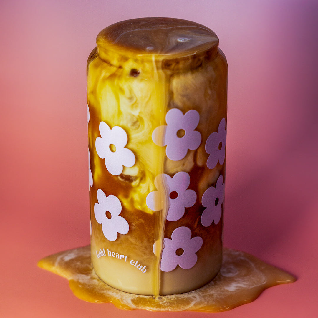 Verre illustré Fleurs Rétro Gold Heart Club