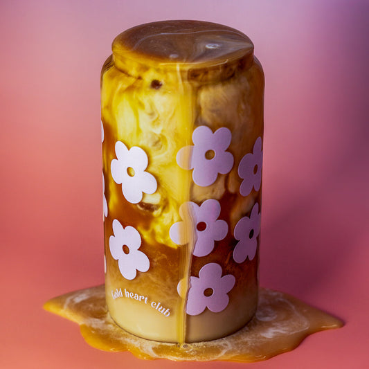 Verre illustré Fleurs Rétro Gold Heart Club