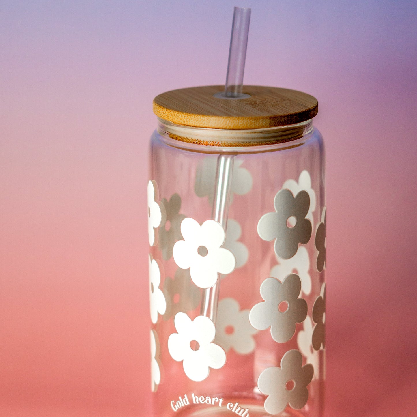 Verre illustré Fleurs Rétro Gold Heart Club