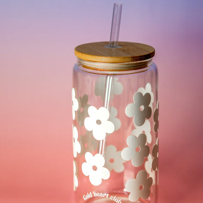 Verre illustré Fleurs Rétro Gold Heart Club