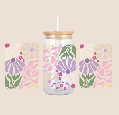 Verre illustré Floral abstrait Gold Heart Club