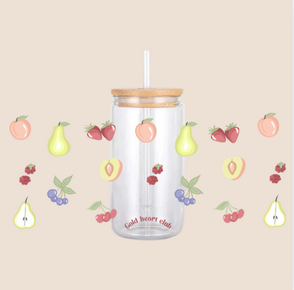 Verre illustré Fruits fait au Québec Gold Heart Club