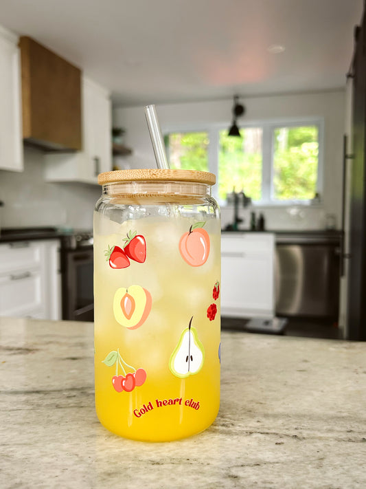 Verre illustré Fruits fait au Québec Gold Heart Club