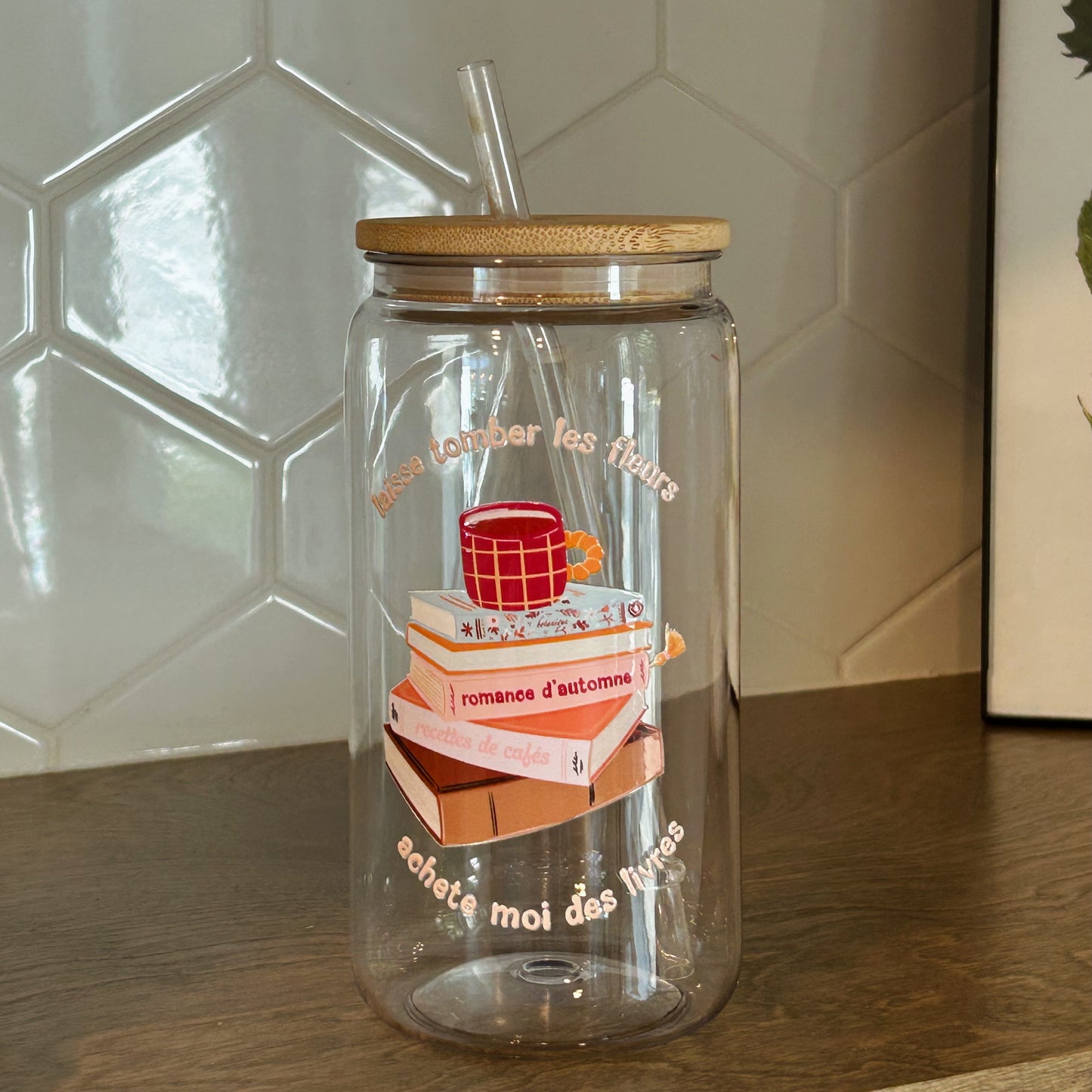 Verre illustré Livres d'automne Gold Heart Club