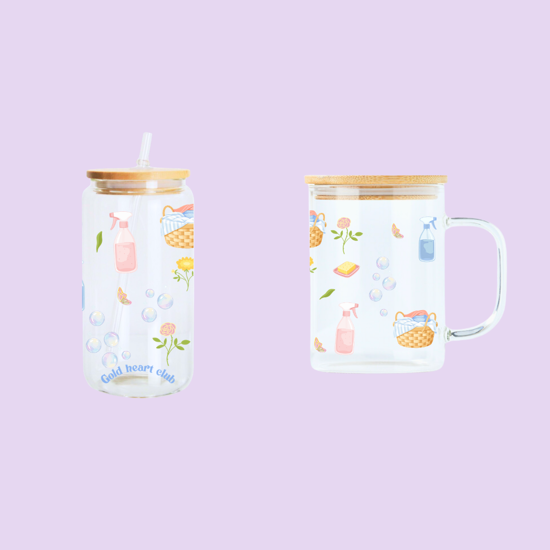 Idée cadeau Verre illustré Ménage de printemps fait au Québec