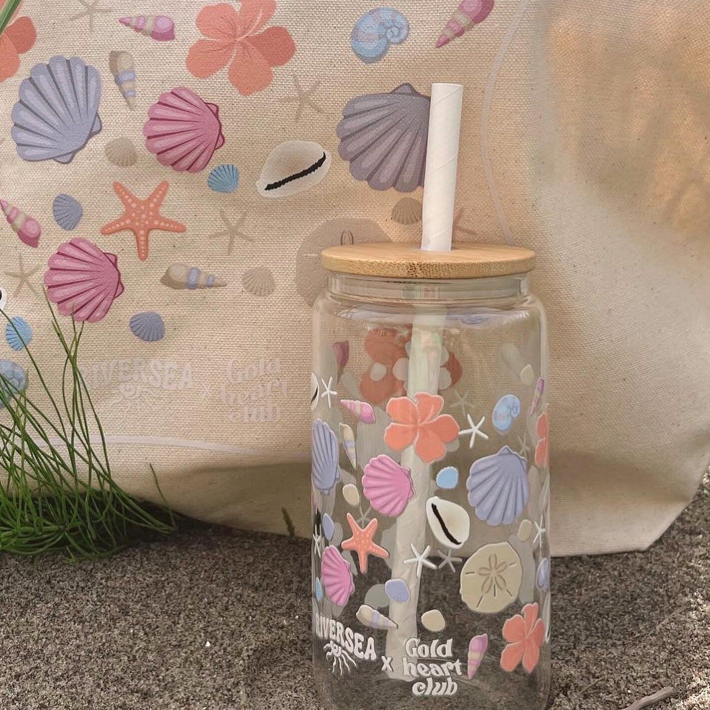 Verre illustré Oceanside collaboration Riversea et Gold Heart Club