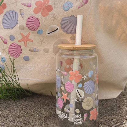 Verre illustré Oceanside collaboration Riversea et Gold Heart Club