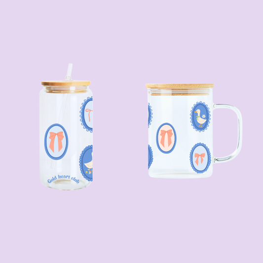 Idée cadeau Verre illustré Oies & Boucles fait au Québec