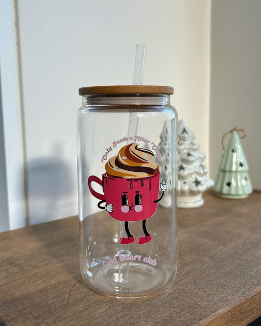 Verre illustré Only Festive After Coffee fait au Québec Gold Heart Club