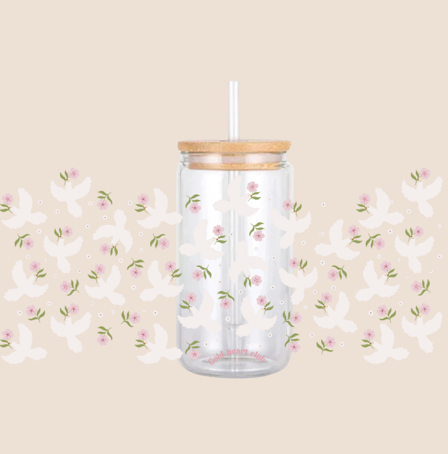 Verre illustré Peaceful Gold Heart Club