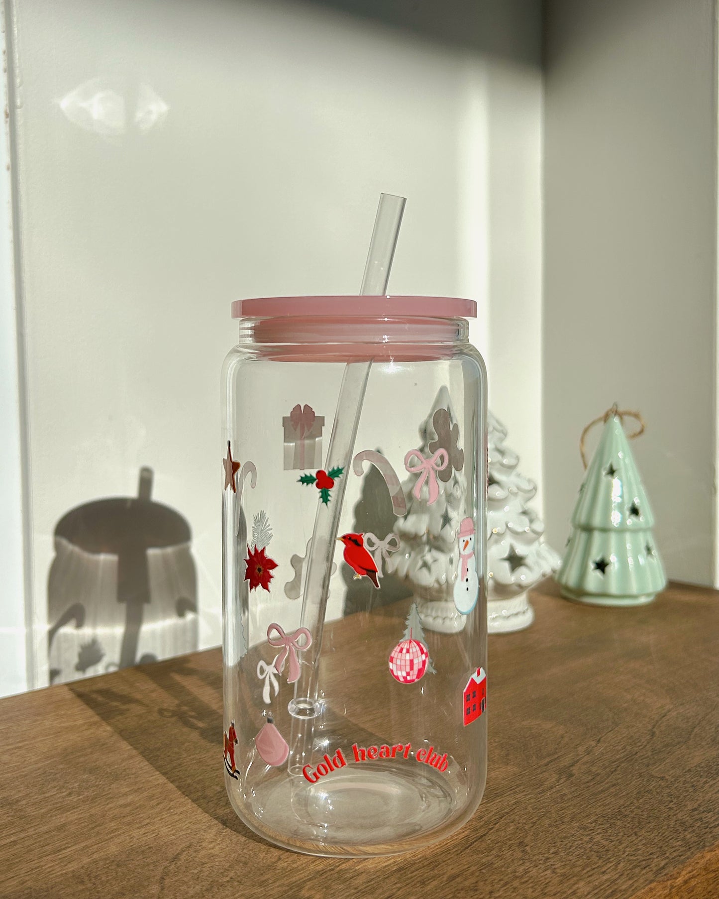 Verre illustré Petits ornements fait au Québec Gold Heart Club
