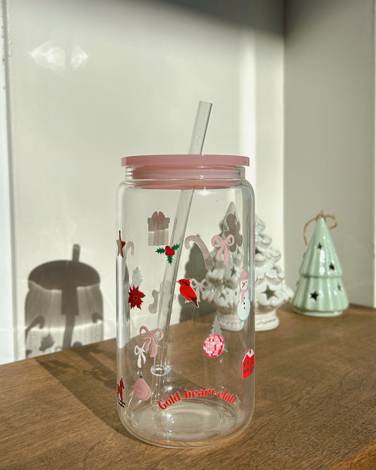 Verre illustré Petits ornements fait au Québec Gold Heart Club