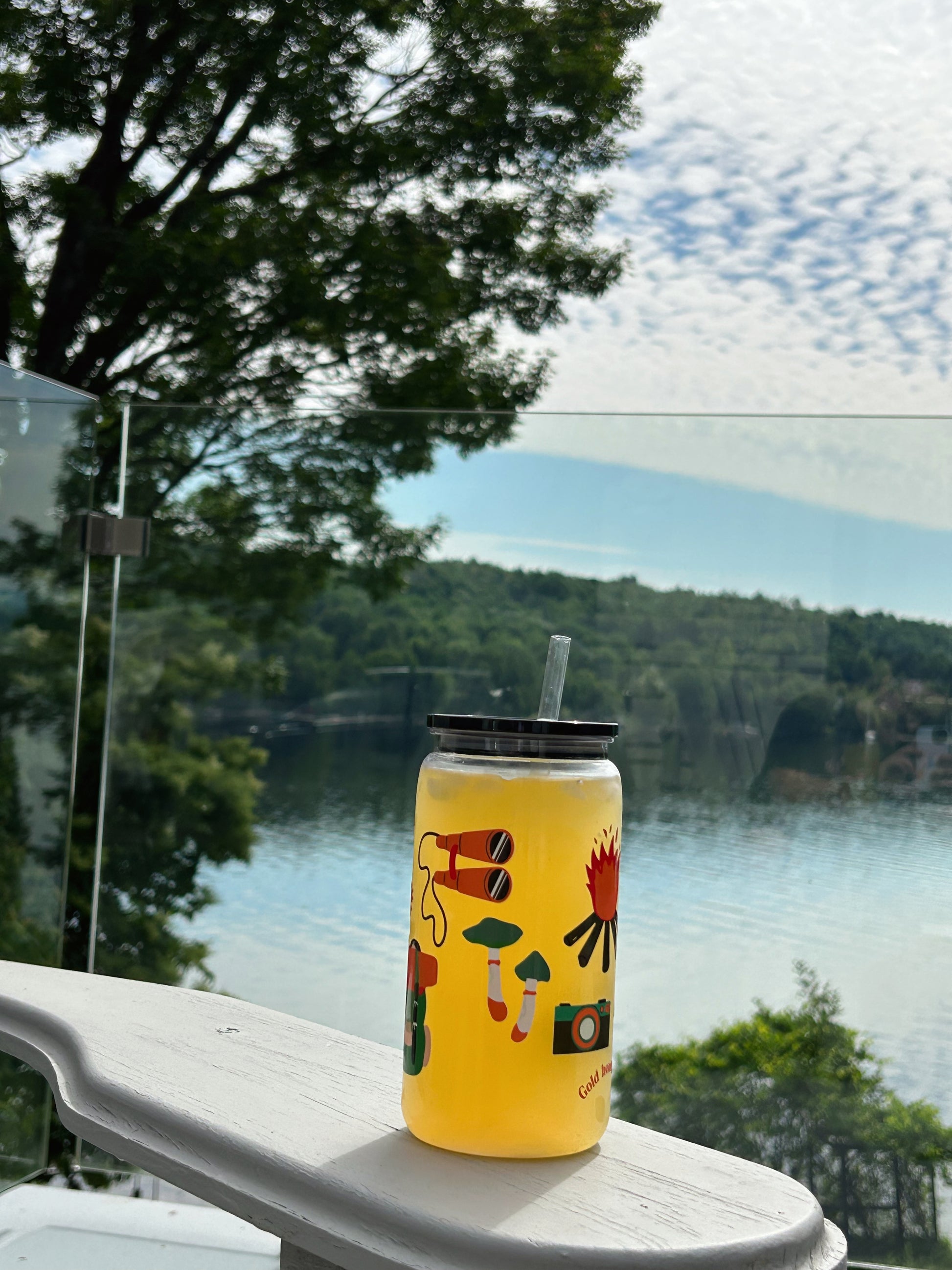 Verre illustré Plein Air Gold Heart Club fait au Québec