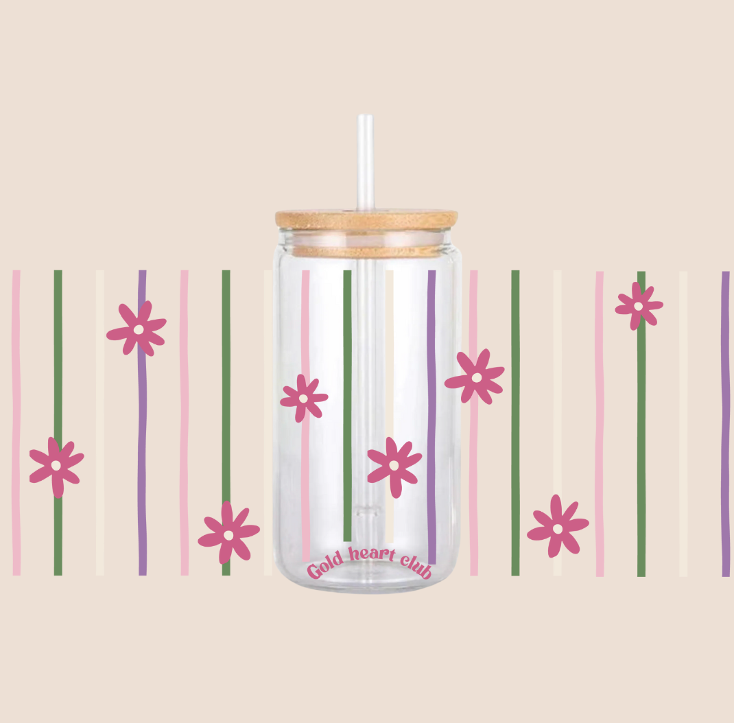 Verre illustré Rayons de printemps Gold Heart Club