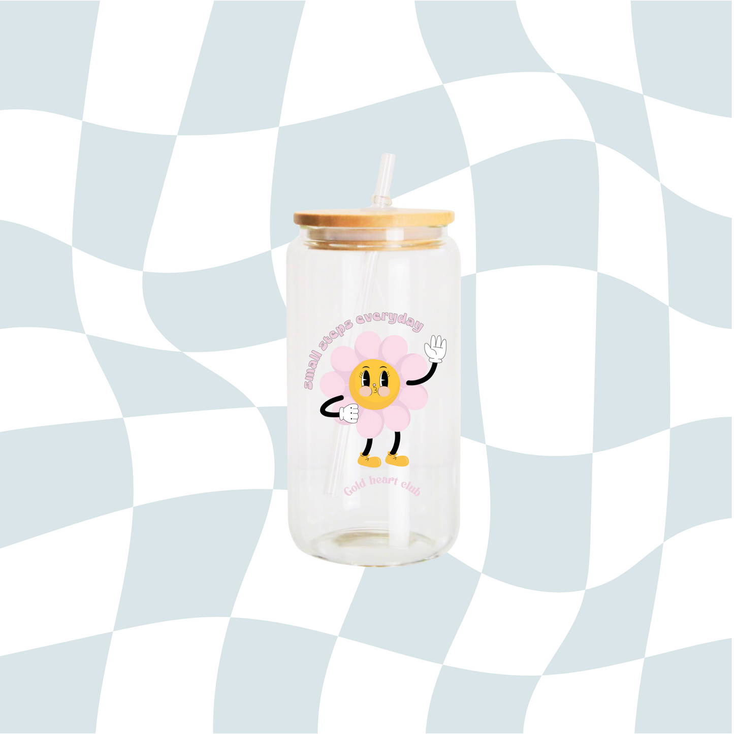 Verre illustré Small Steps Everyday fait au Québec Gold Heart Club