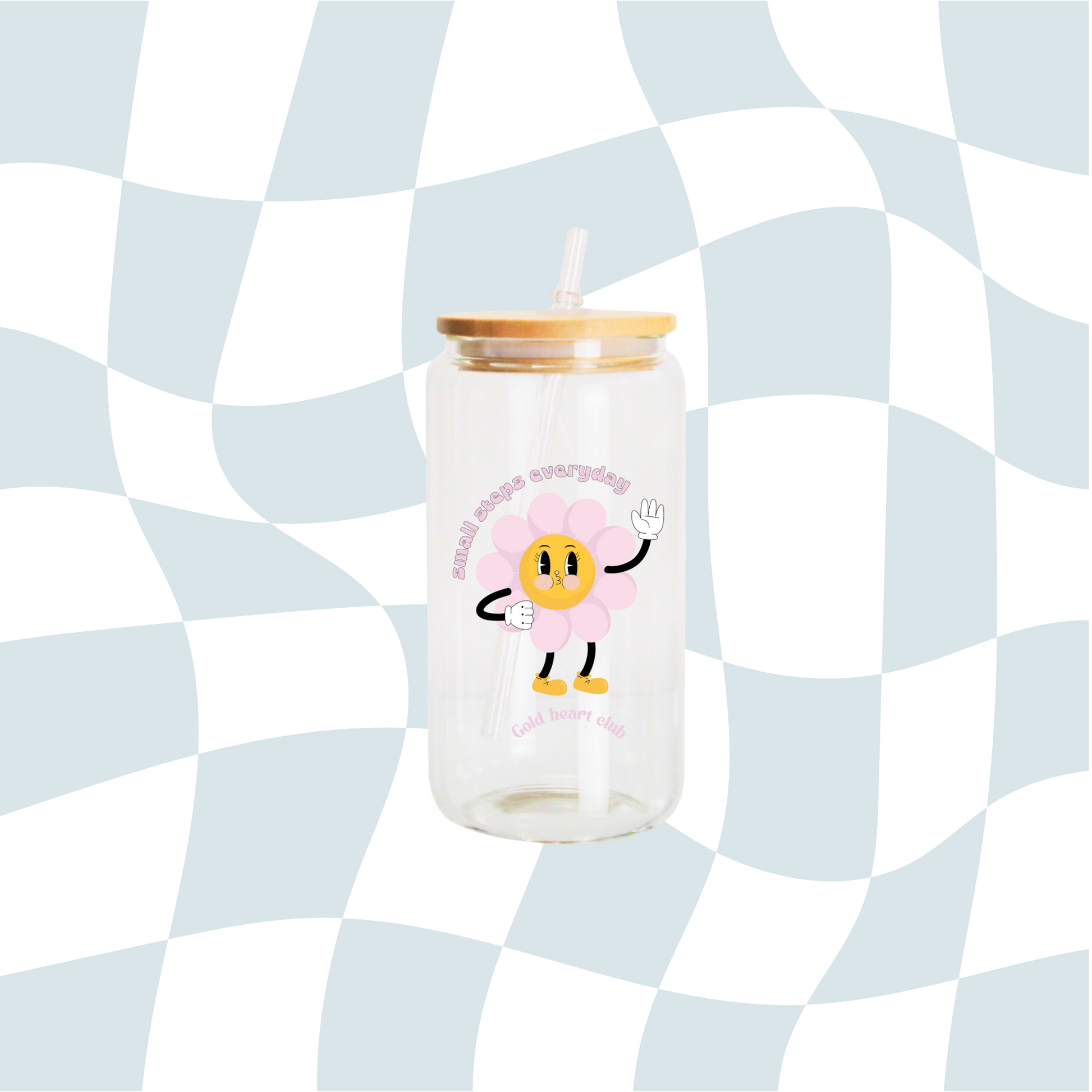 Verre illustré Small Steps Everyday fait au Québec Gold Heart Club