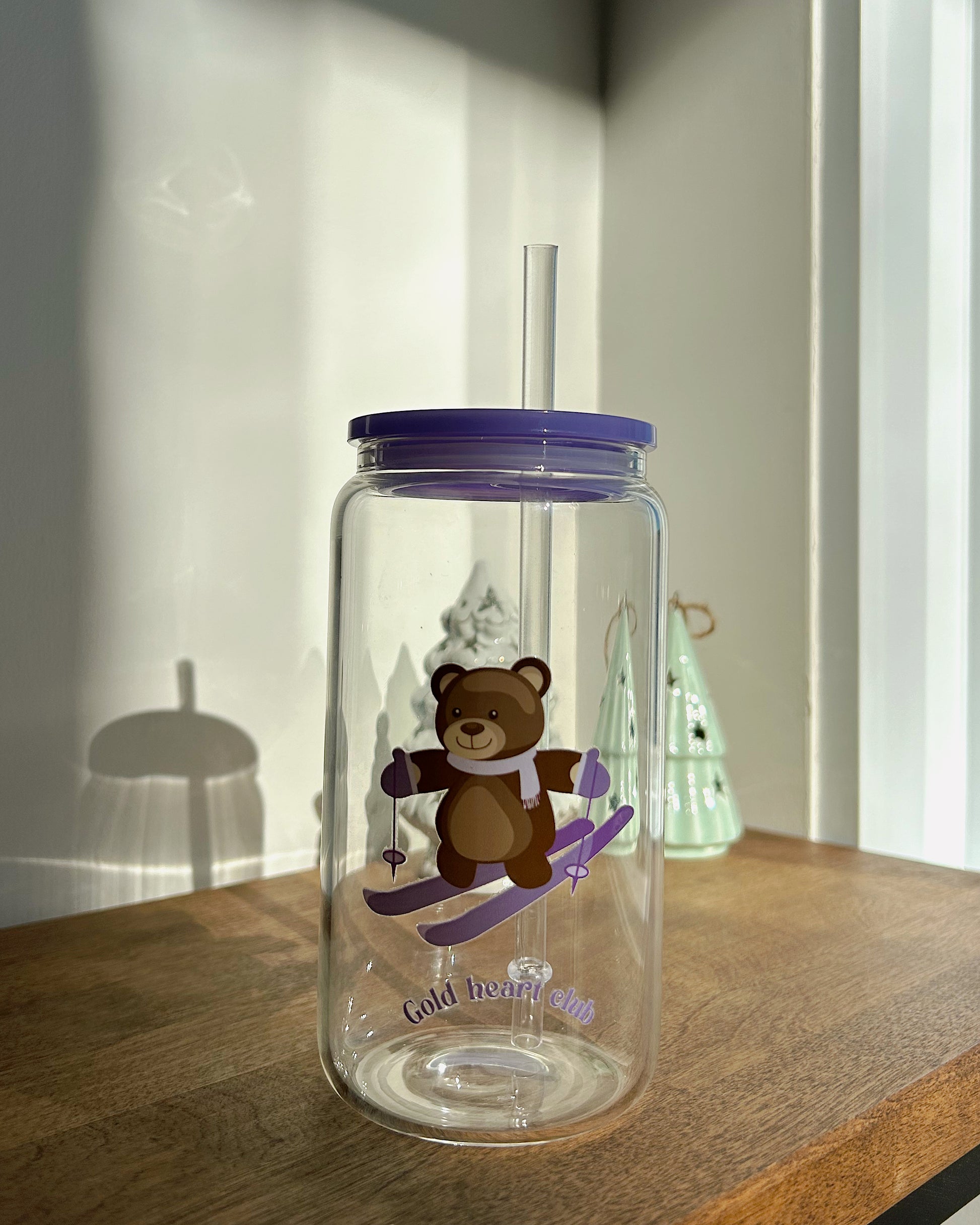 Verre illustré Teddy Ski fait au Québec Gold Heart Club