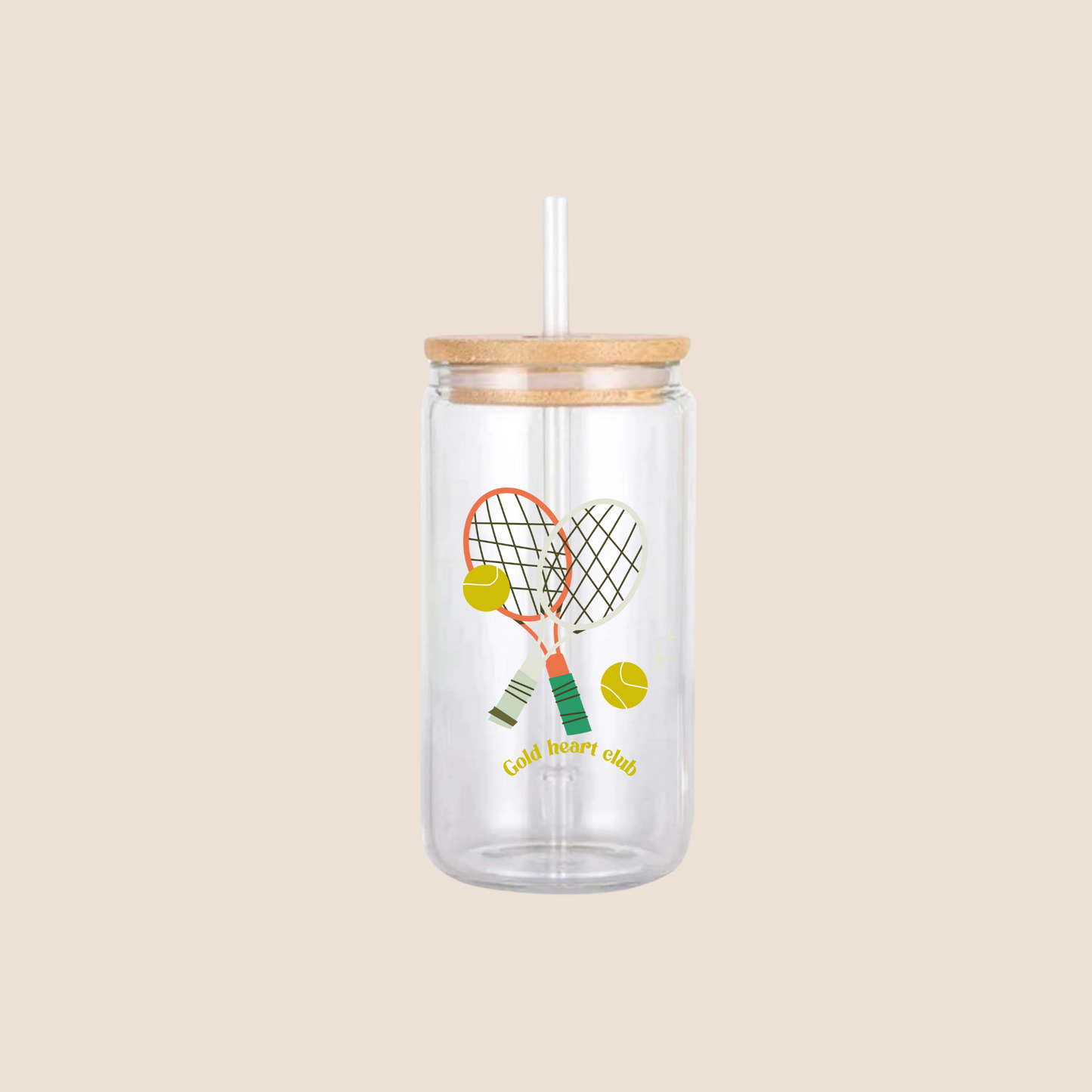 Verre illustré Tennis Gold Heart Club