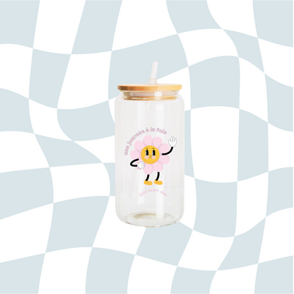 Verre illustré Une journée à la fois fait au Québec Gold Heart Club