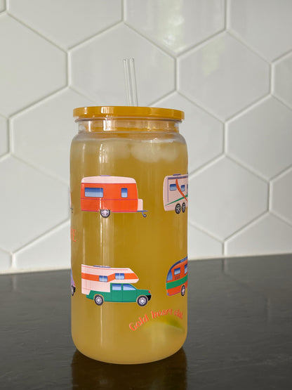 Verre illustré Van Life Gold Heart Club fait au Québec