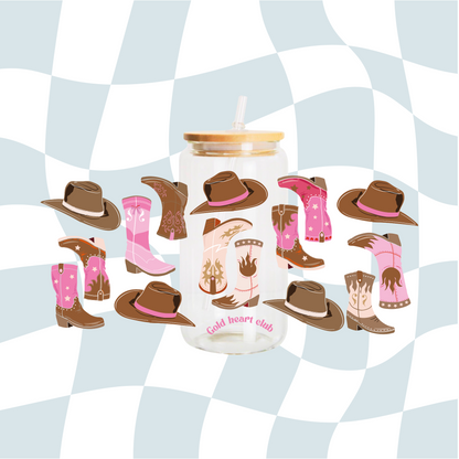 Verre illustré Western Gold Heart Club fait au Québec