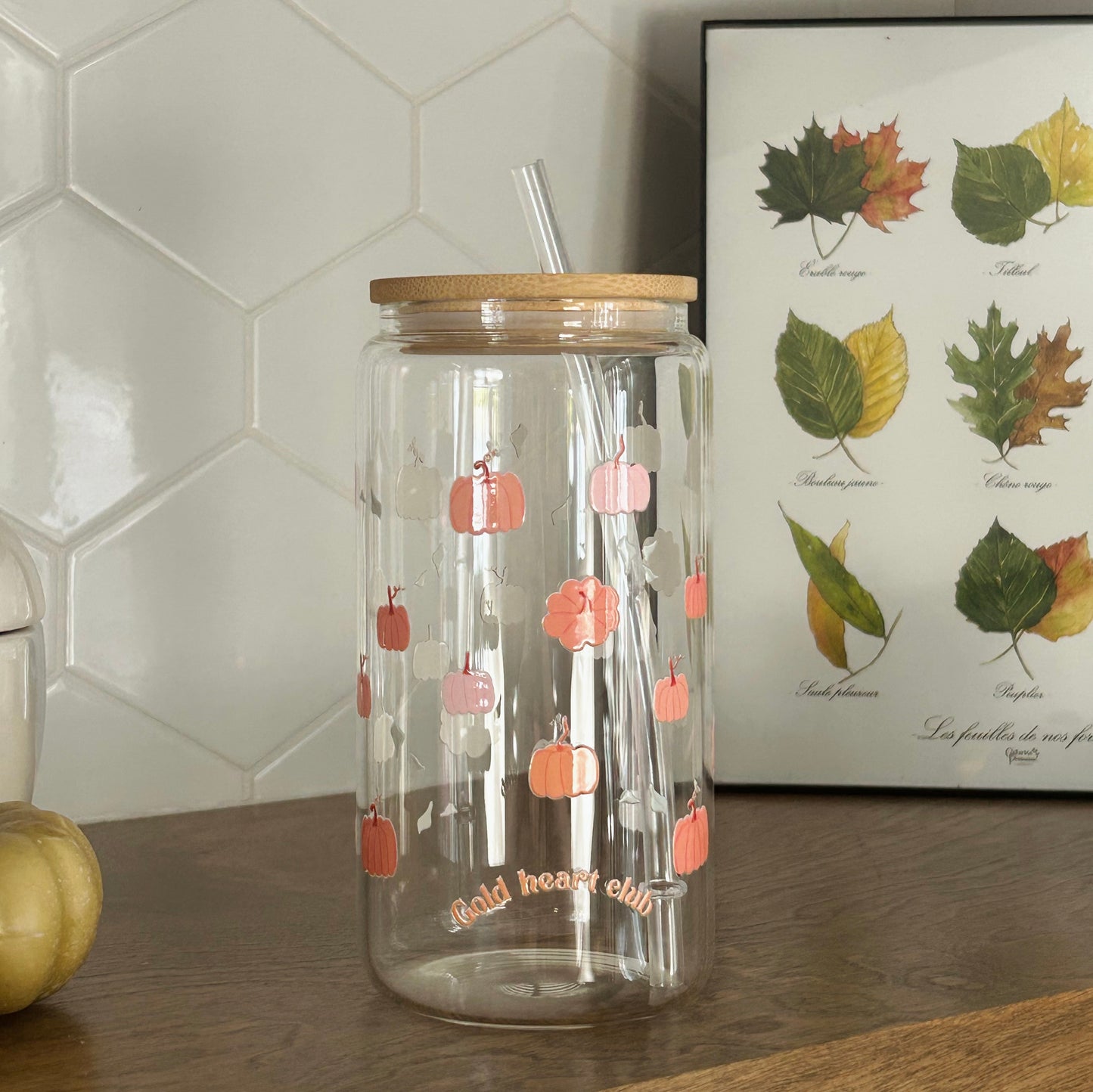 Verre illustré citrouilles Gold Heart Club