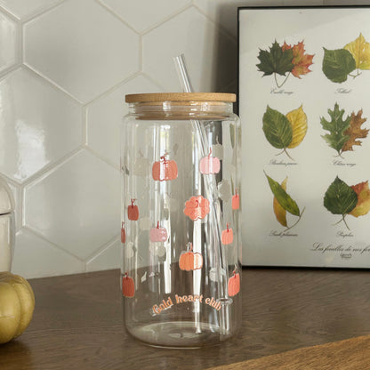 Verre illustré citrouilles Gold Heart Club