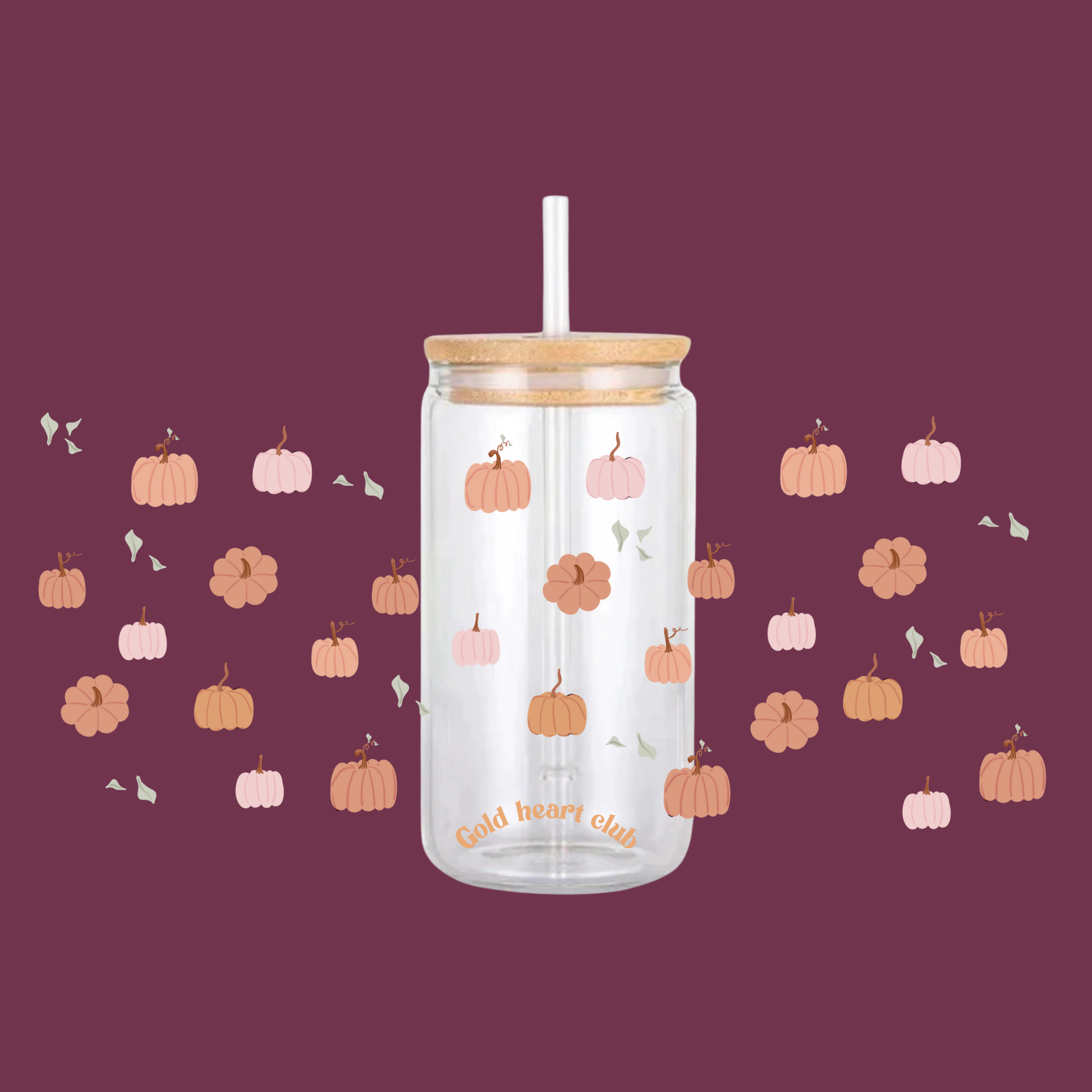 Verre illustré citrouilles Gold Heart Club