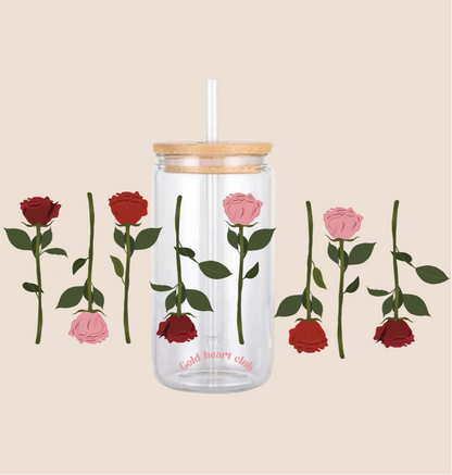 Verre aesthetic Bouquet infini illustré au Québec Gold Heart Club