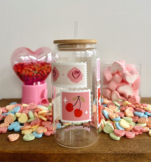 Verre cute illustré au Québec Courrier romantique Gold Heart Club